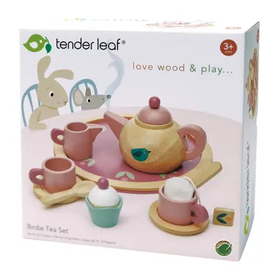 Wooden Birdie Tea Set