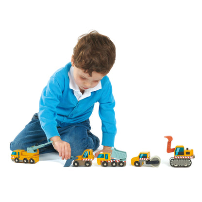 Wooden Construction Site Vehicles Set