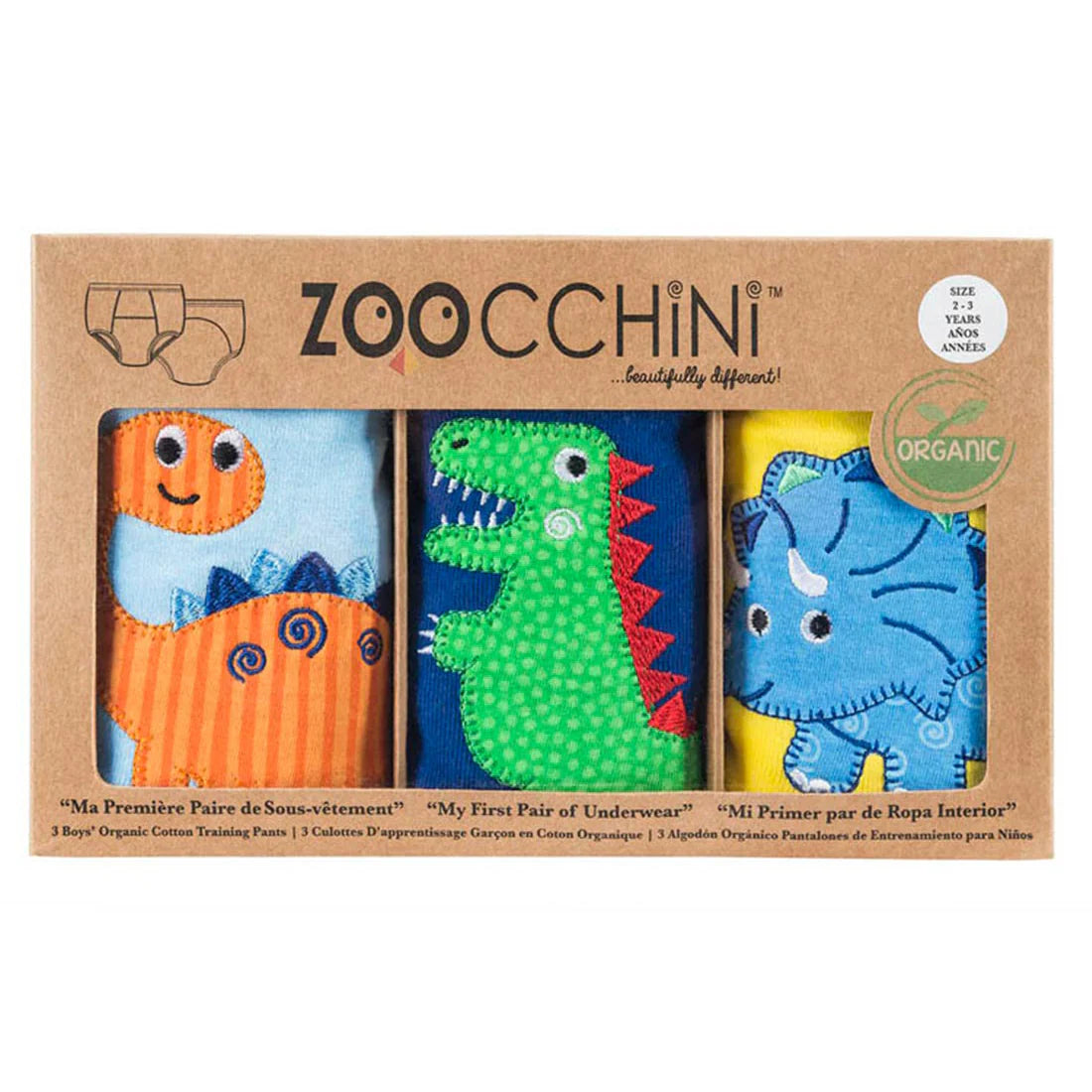 Organic Cotton 3pc. Potty Training Pants- Jurassic Pals
