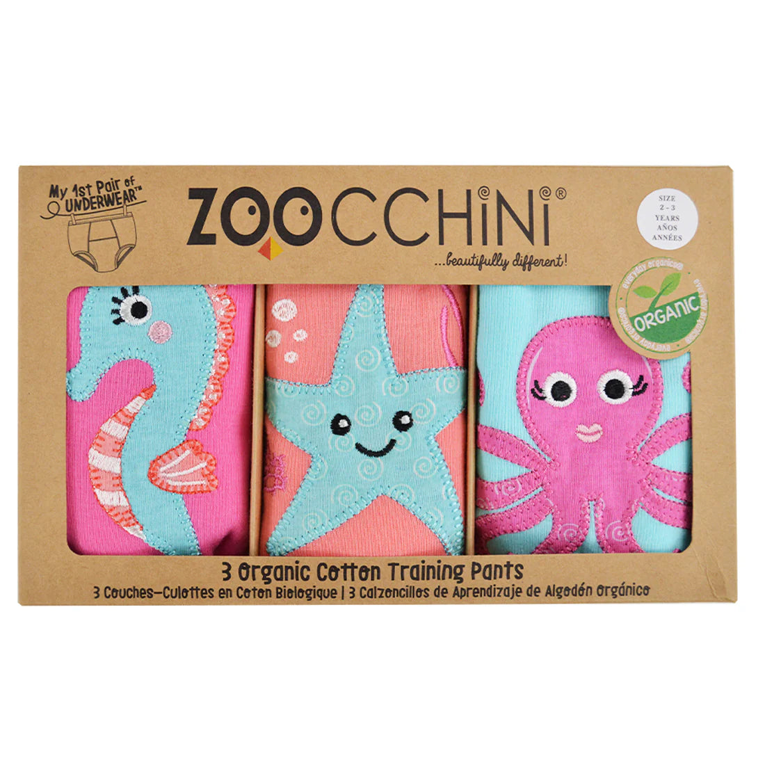 Organic Cotton 3pc. Potty Training Pants- Ocean Gals