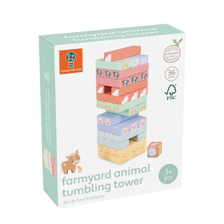 Farmyard Animal Wooden Tumbling Tower
