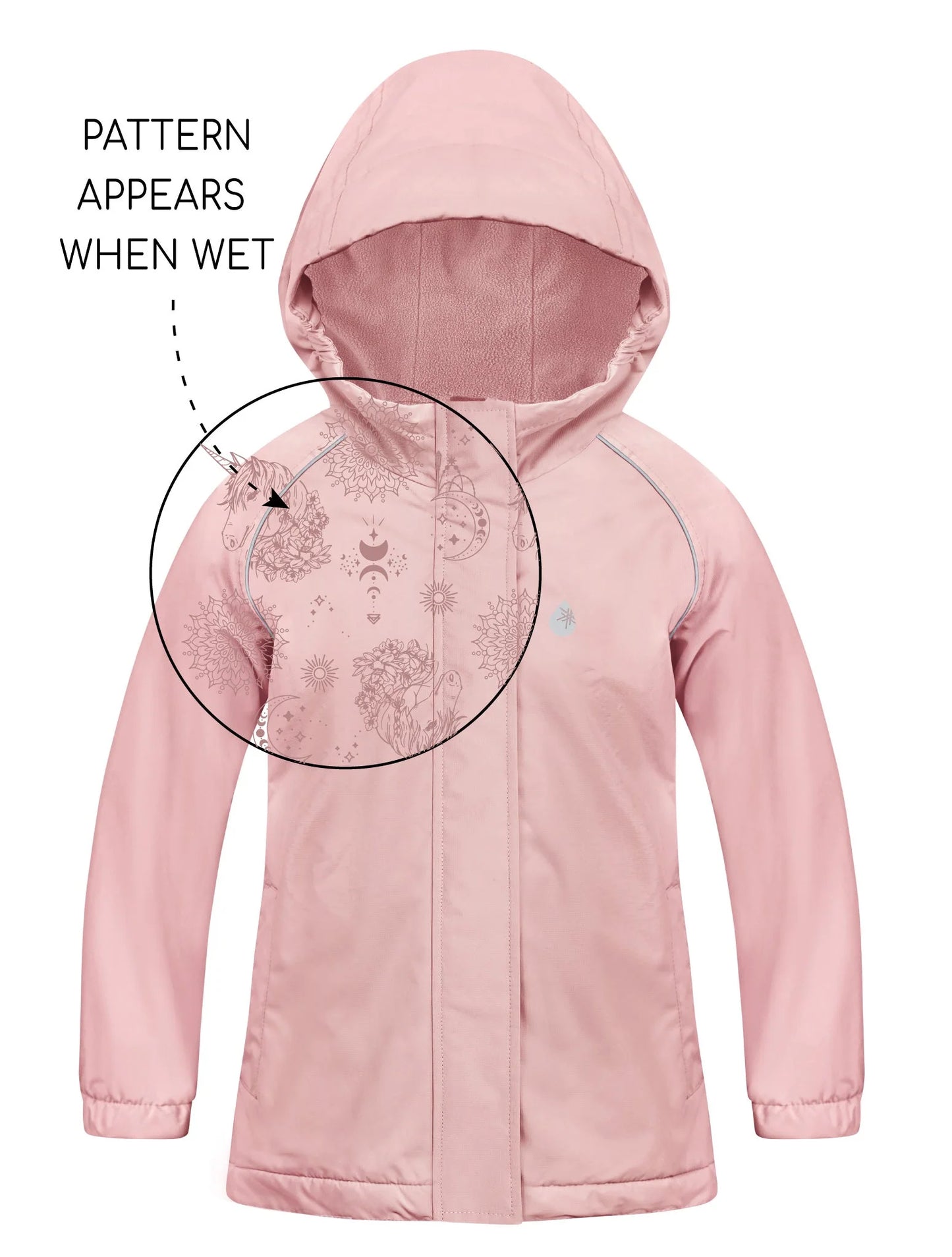 SplashMagic Fleece-Lined Waterproof Jacket- Dusky Pink/Unicorn