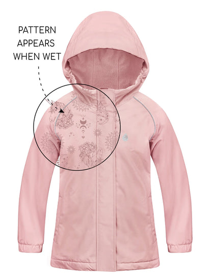 SplashMagic Fleece-Lined Waterproof Jacket- Dusky Pink/Unicorn