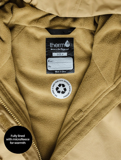 SplashMagic Fleece-Lined Waterproof Jacket- Sand/Dino Bones