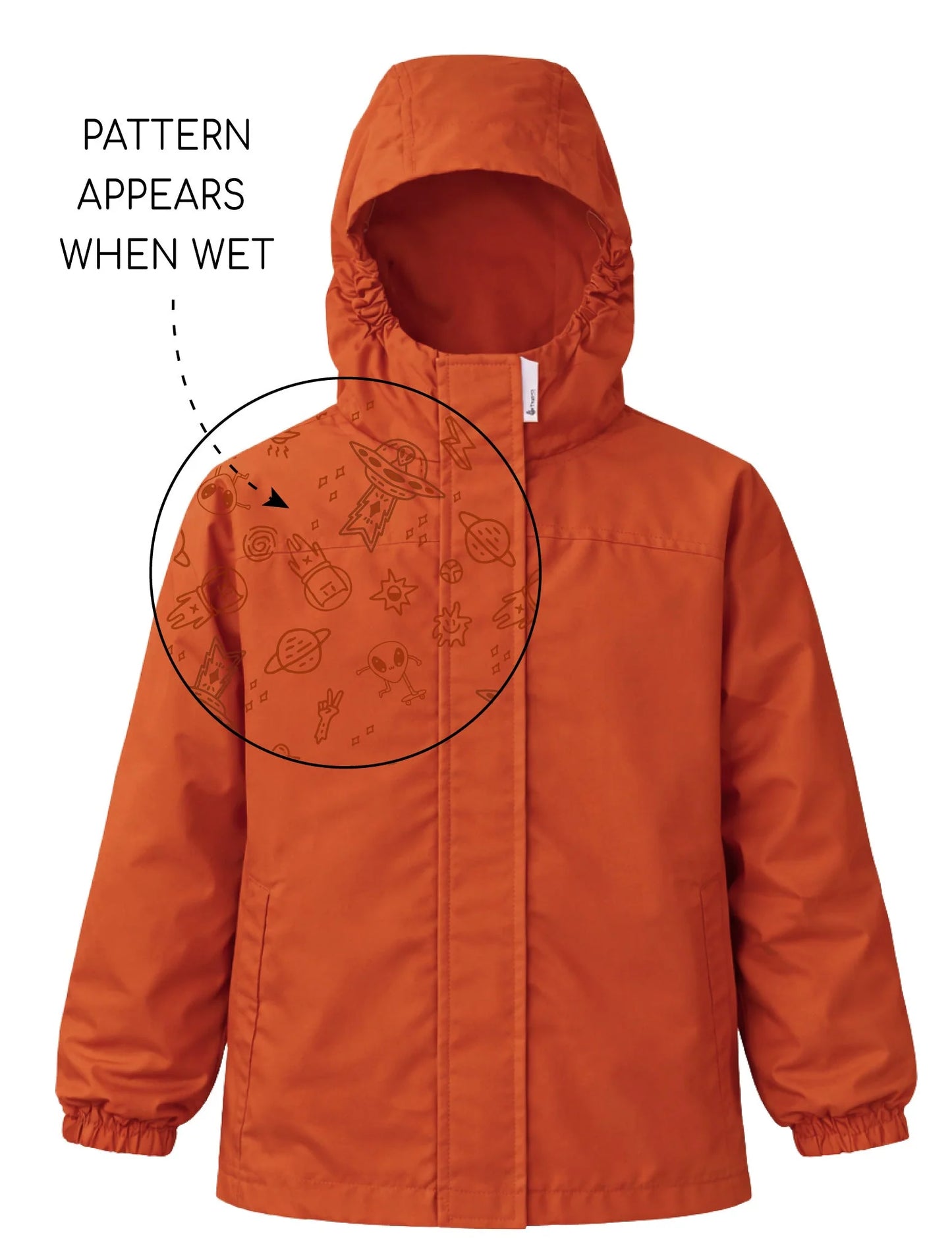 SplashMagic Rainshell Jacket- Burnt Orange/Space Pals