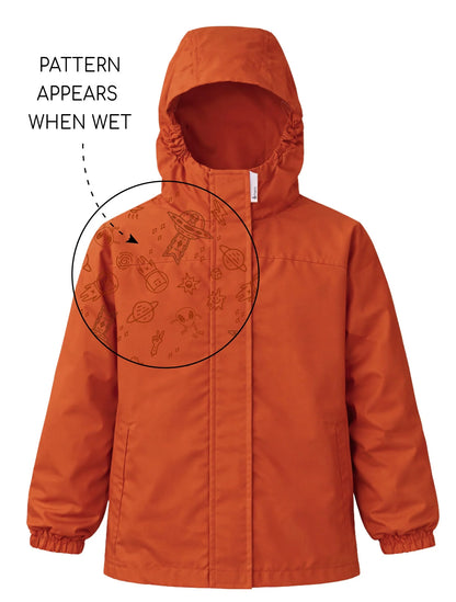 SplashMagic Rainshell Jacket- Burnt Orange/Space Pals