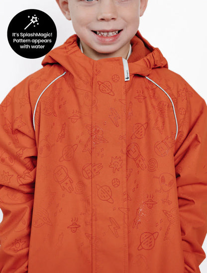 SplashMagic Rainshell Jacket- Burnt Orange/Space Pals