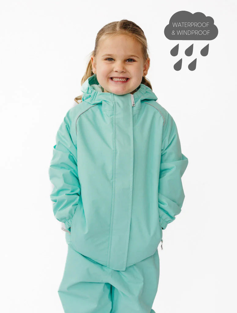 SplashMagic Fleece-Lined Waterproof Jacket- Crystal Blue/Daisy Chain
