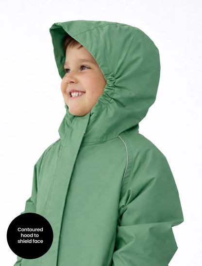 SplashMagic Fleece-Lined Waterproof Jacket- Forest Moss/Happy Earth