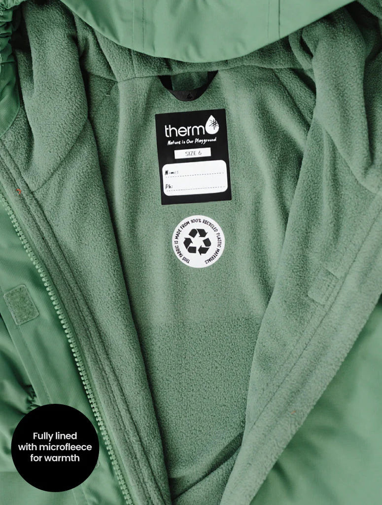 SplashMagic Fleece-Lined Waterproof Jacket- Forest Moss/Happy Earth