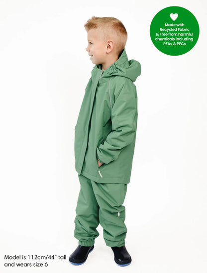SplashMagic Fleece-Lined Waterproof Jacket- Forest Moss/Happy Earth
