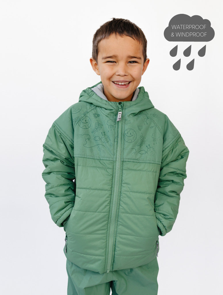 SplashMagic Hydracloud Puffer Jacket- Forest Moss/Happy Earth