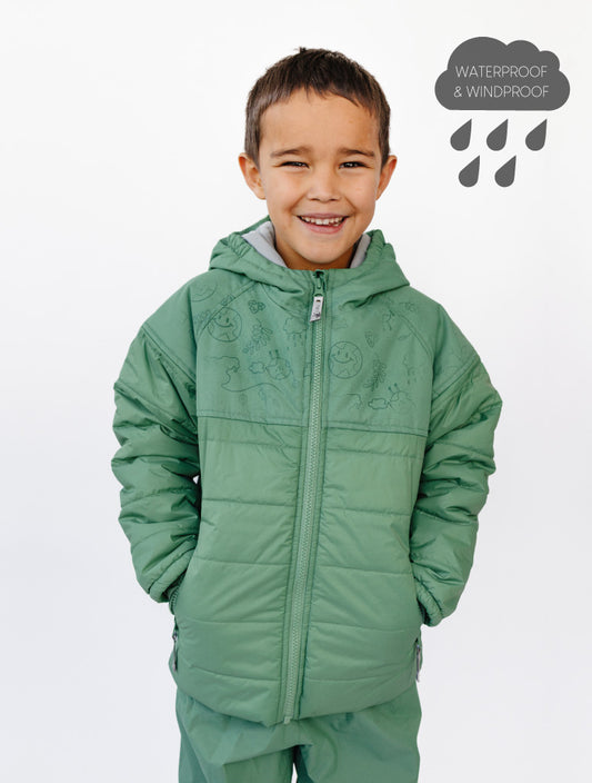 SplashMagic Hydracloud Puffer Jacket- Forest Moss/Happy Earth