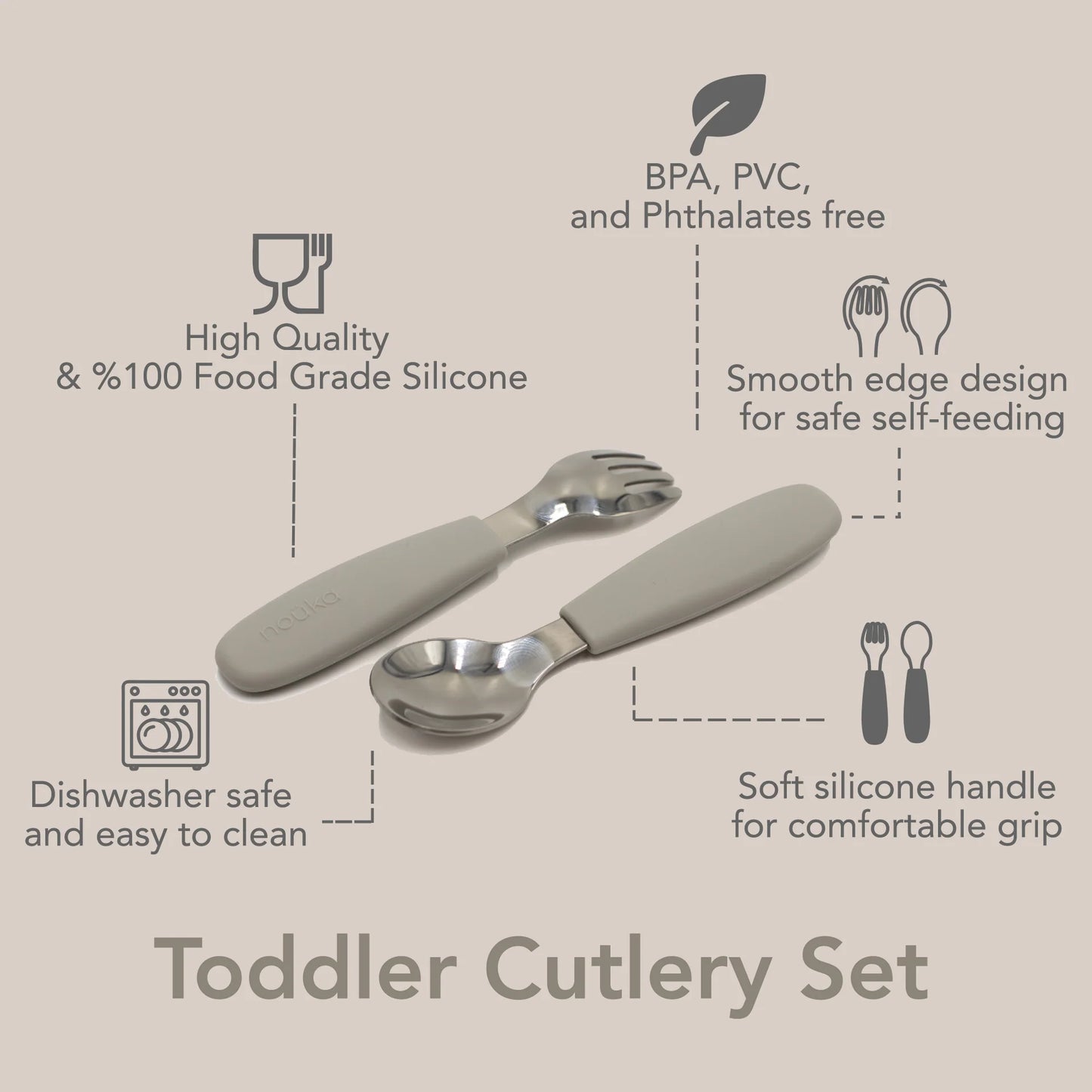 Toddler Silicone/Steel Cutlery Set- Bloom