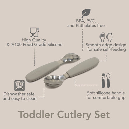 Toddler Silicone/Steel Cutlery Set- Bloom
