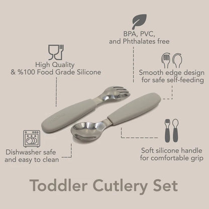 Toddler Silicone/Steel Cutlery Set- Leaf