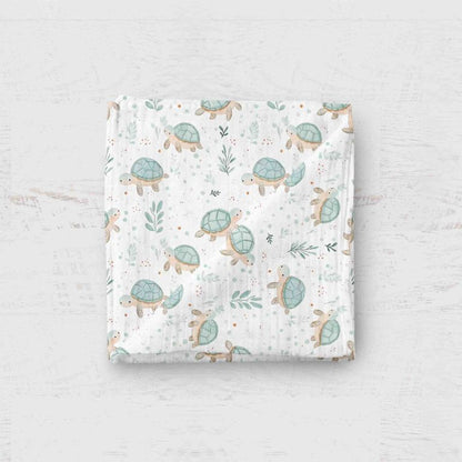 Bamboo Muslin Swaddle Blanket- Turtles