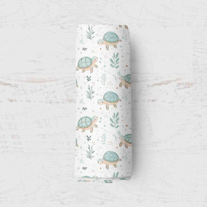 Bamboo Muslin Swaddle Blanket- Turtles