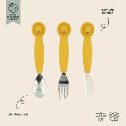 Silicone & Stainless Steel Cutlery Set- Mr. Lion