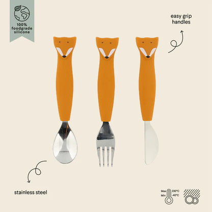 Silicone & Stainless Steel Cutlery Set- Mr. Fox