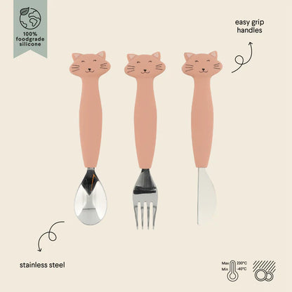 Silicone & Stainless Steel Cutlery Set- Mrs. Cat