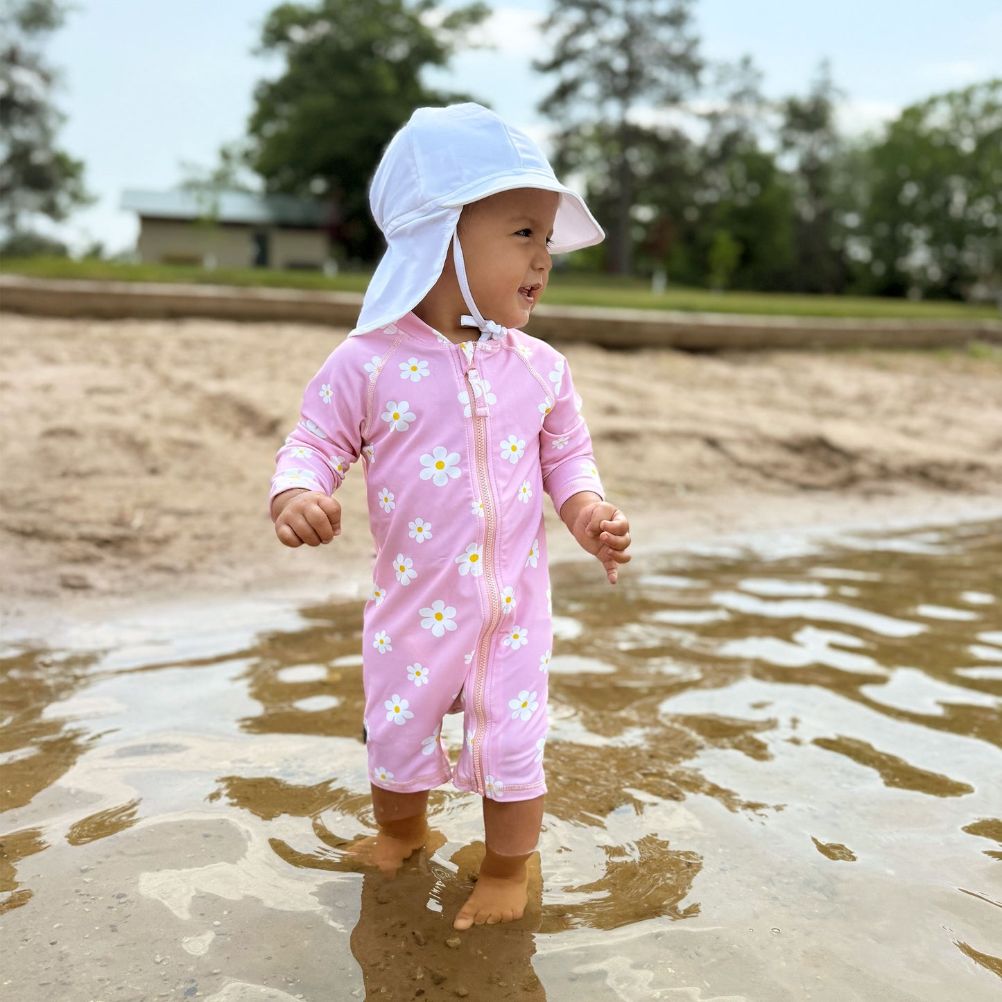 Sun & Splash UV Jumpsuit- Pink Daisy