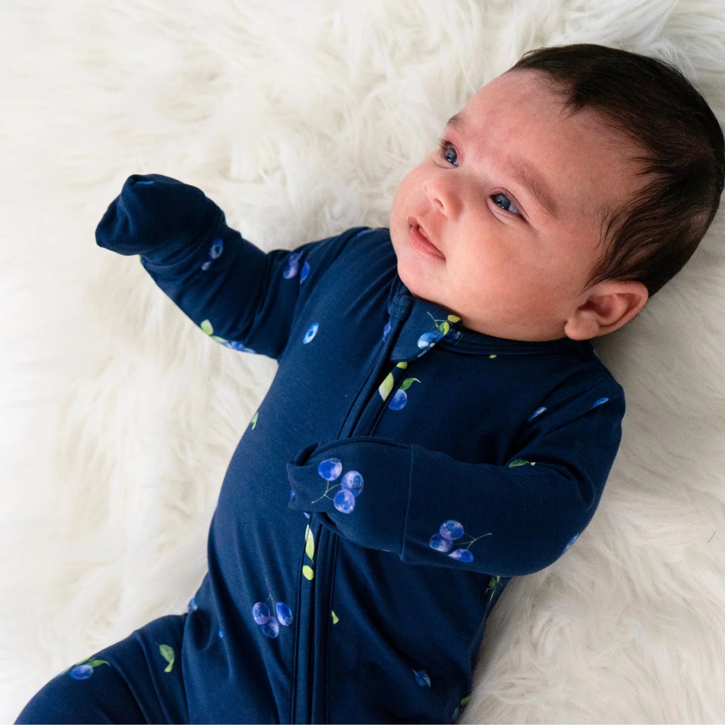 Bamboo Footed Zipper Sleeper- Blueberries