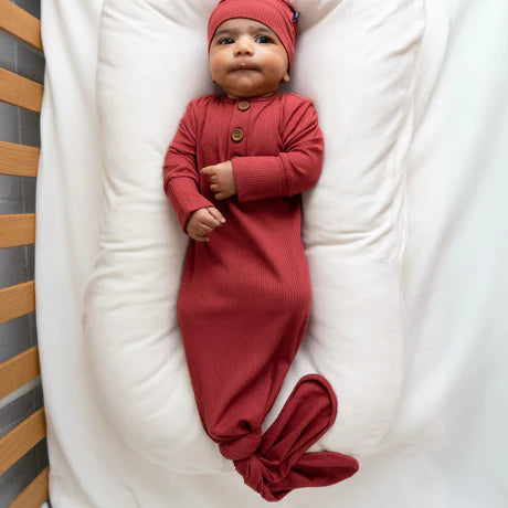 Ribbed Bamboo Sleep Gown- Burgundy