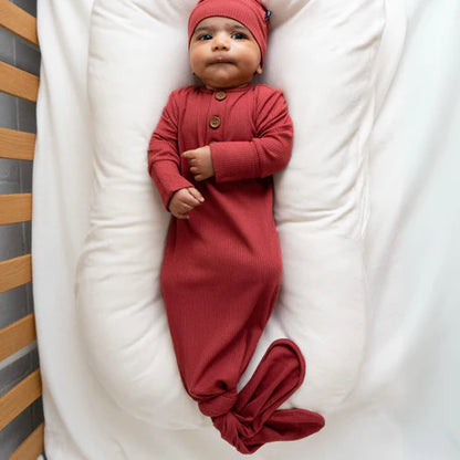 Ribbed Bamboo Sleep Gown- Burgundy
