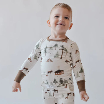 Bamboo Long Sleeve Pajama Jogger Set- Moose