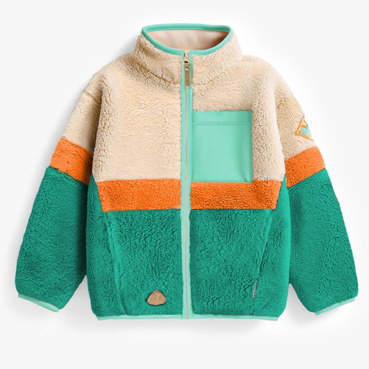 Green Colourblock Plush Jacket