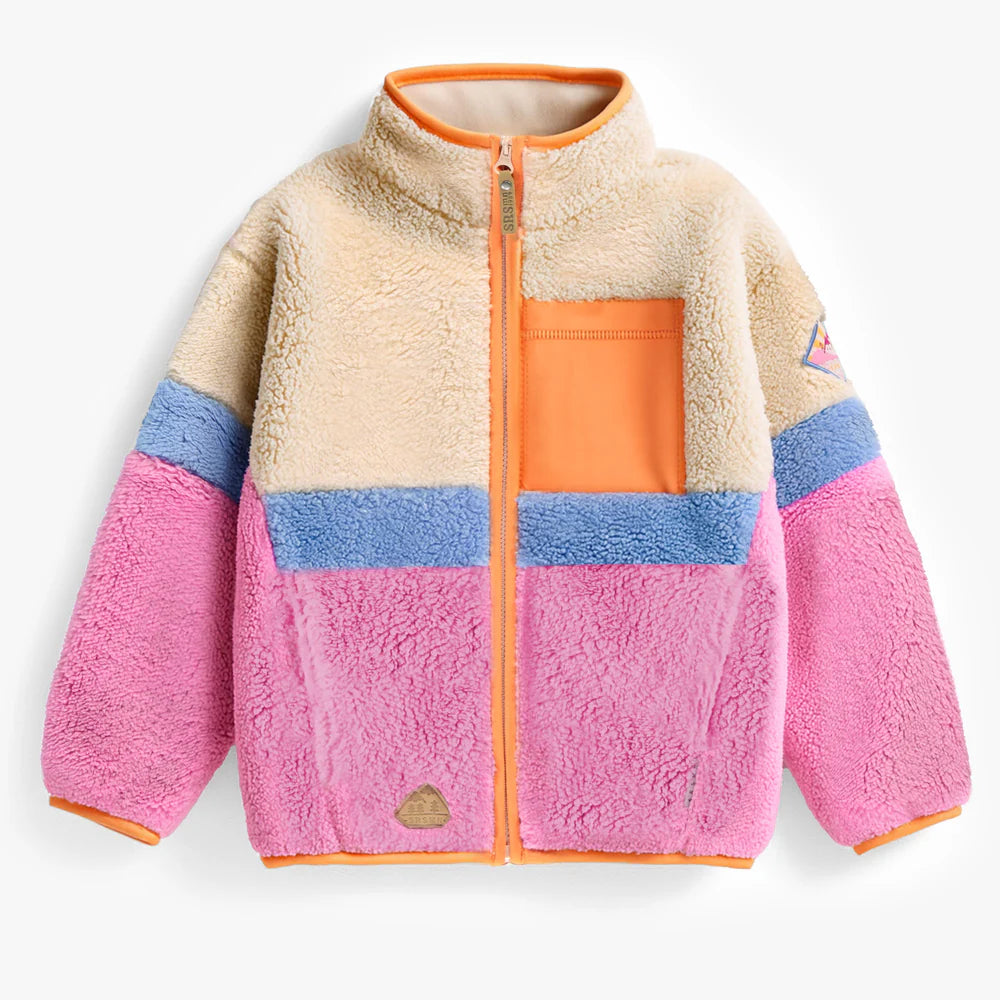 Mauve Colourblock Plush Jacket
