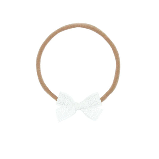 White Lace Mini Bow Headband