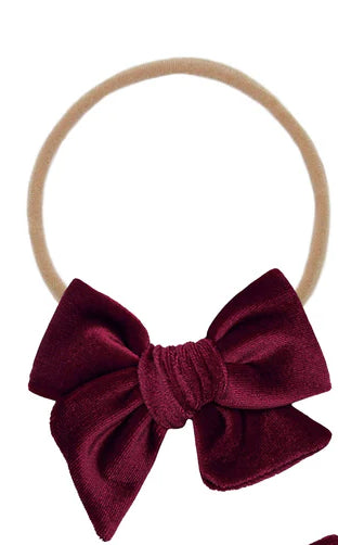 Wine Velvet Bow Headband