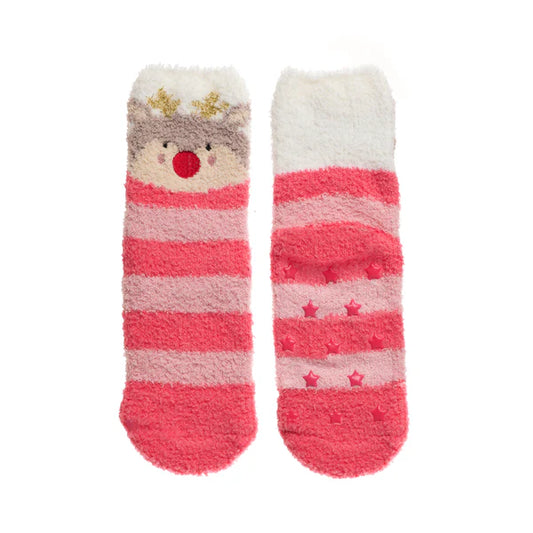 Reindeer Cozy Slipper Socks 2pk.