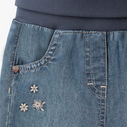 Floral Grow-With-Me Baby Denim Pants