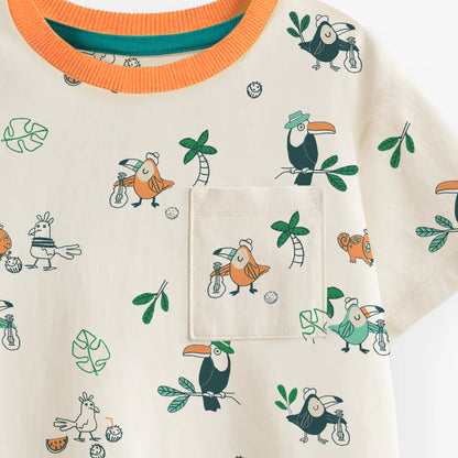 Tropical Bird Beige Baby Tee