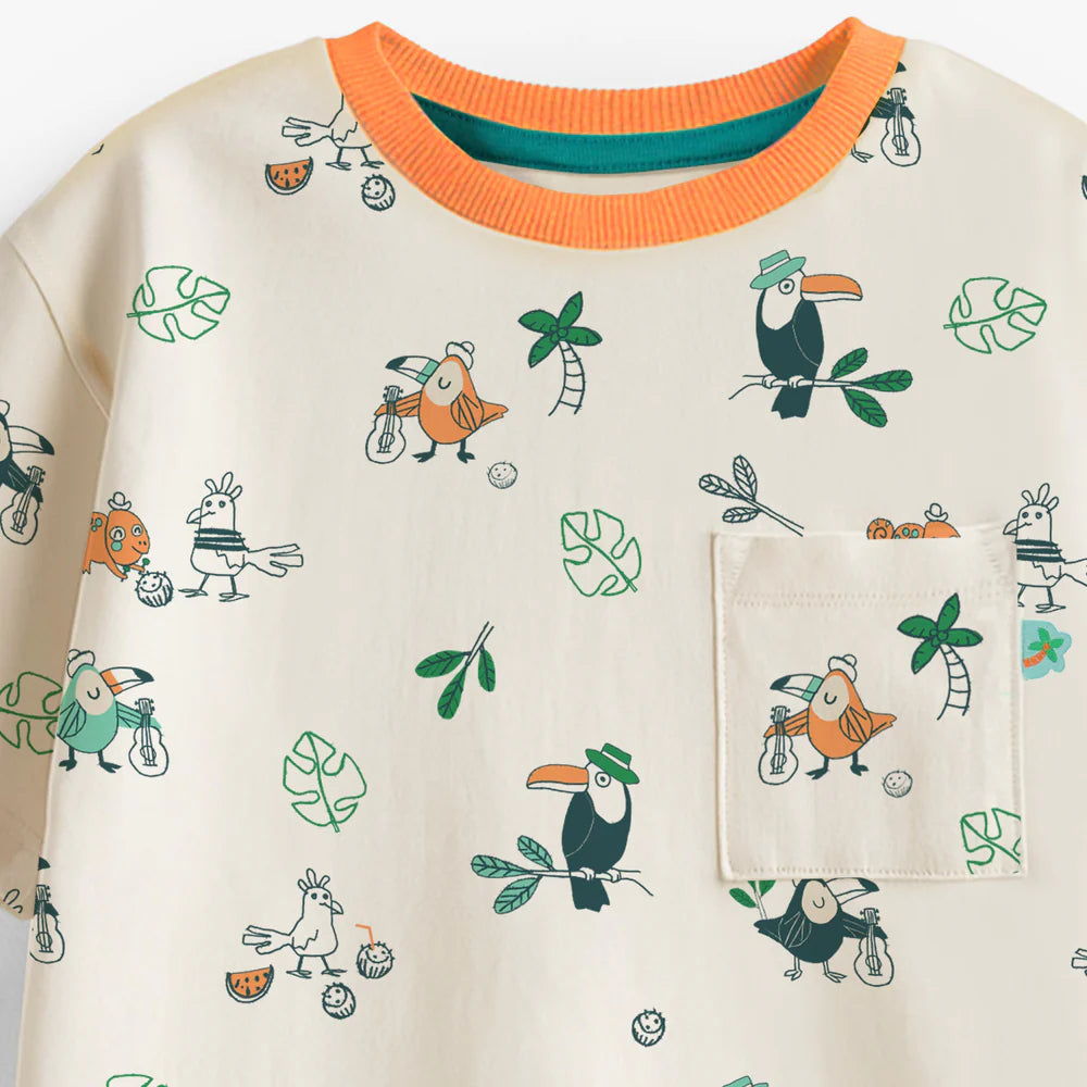 Tropical Bird Beige Tee