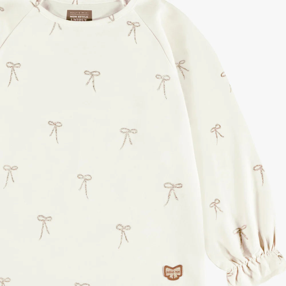 Cream Sparkle Bow Shirt