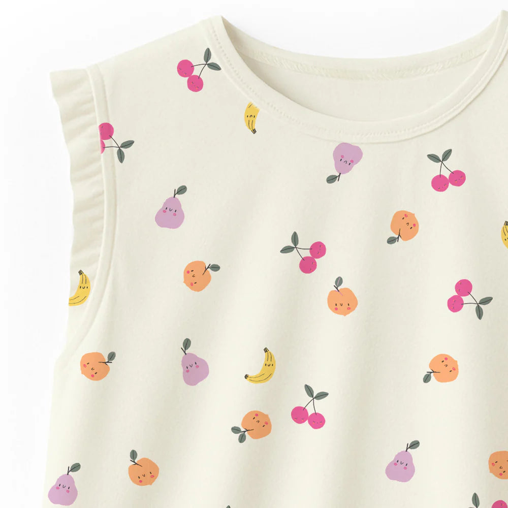 Fruity Cream Ruffle Sleeveless Tee