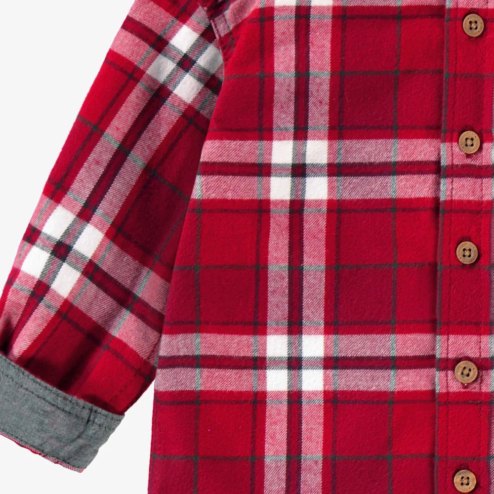 Red Plaid Flannel Baby Shirt