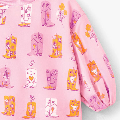 Pink Cowboy Boots Baby Sweater