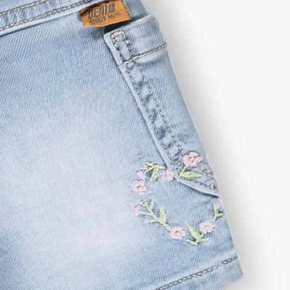 Floral Heart Denim Baby Shorts