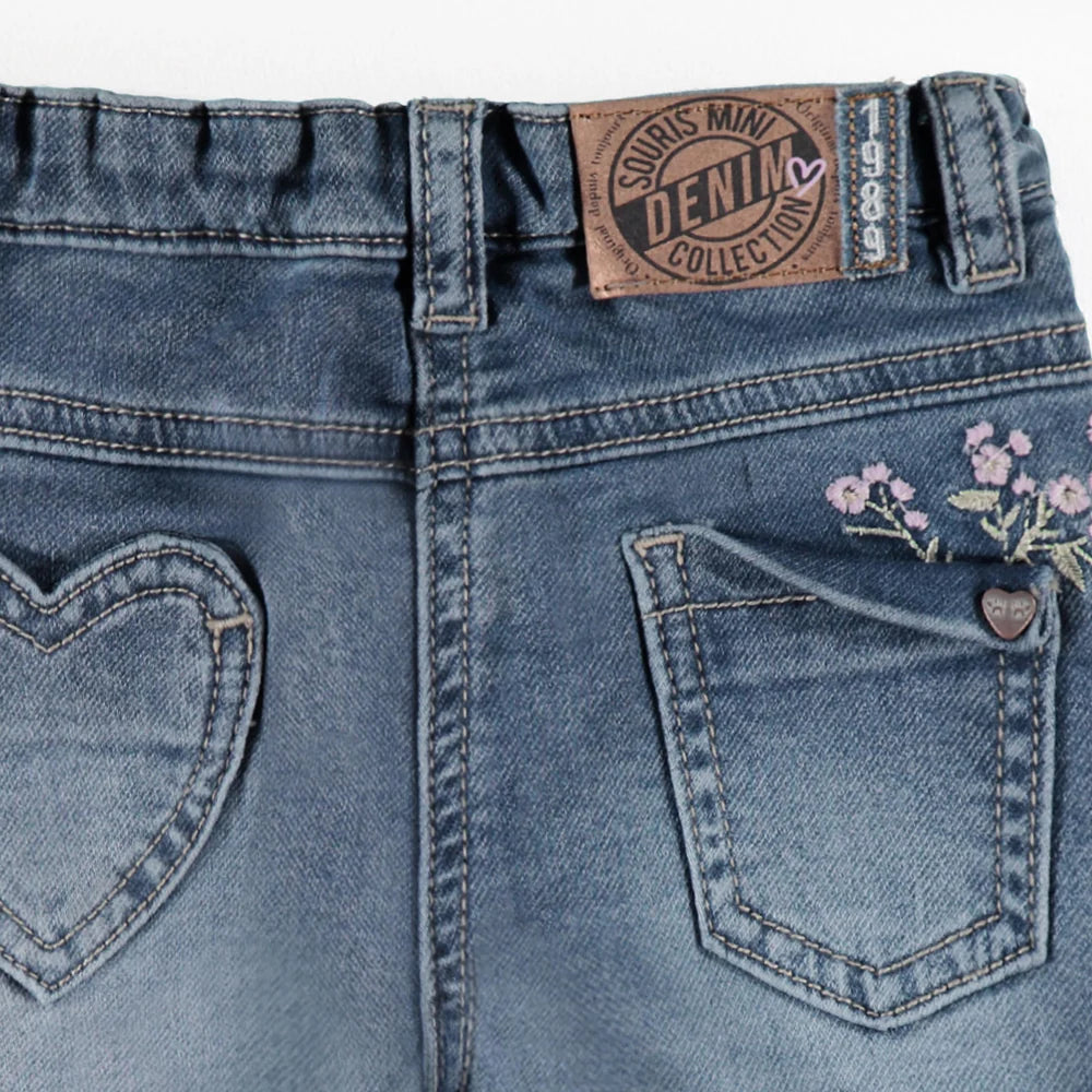 Blue Floral Denim Baby Pants