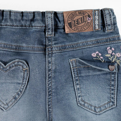Blue Floral Denim Baby Pants