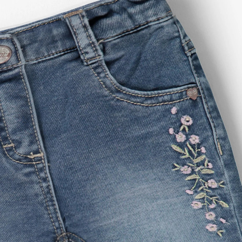 Blue Floral Denim Baby Pants