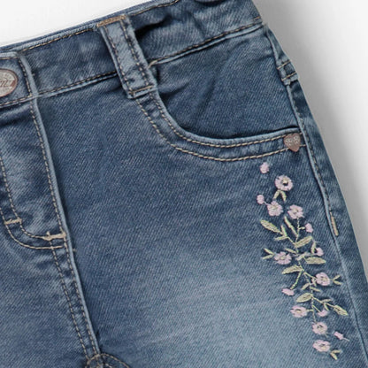 Blue Floral Denim Baby Pants