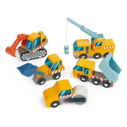 Wooden Construction Site Vehicles Set