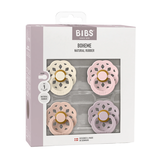 Boheme Round Pacifier 4pk.- Ivory/Blush/Blossom/Dusky Lilac