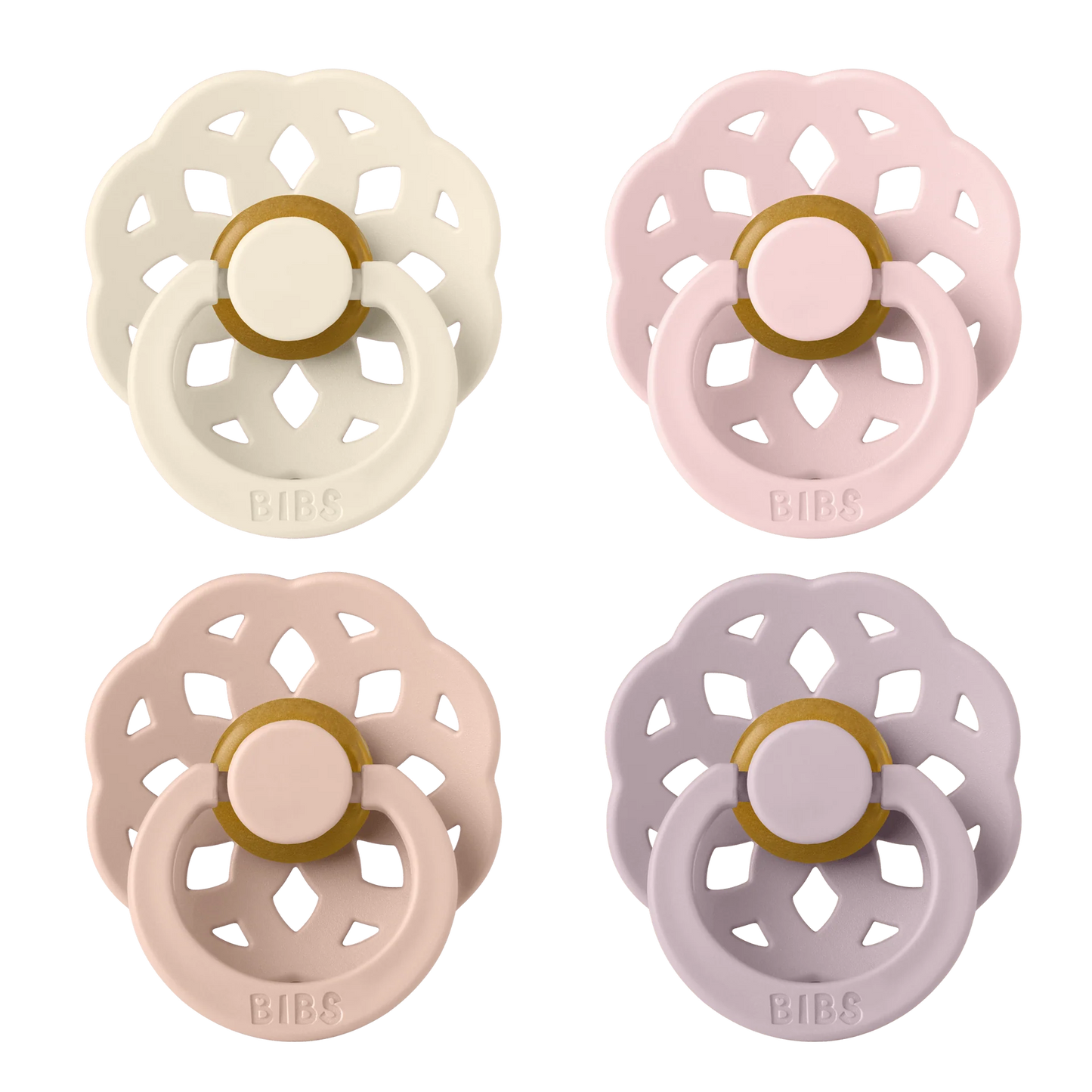 Boheme Round Pacifier 4pk.- Ivory/Blush/Blossom/Dusky Lilac